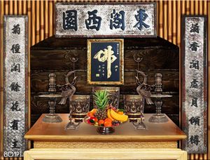 Tranh dán tường trang trí bàn thờ ông bà tổ tiên khổ ngang
