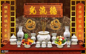 Tranh dán tường trang trí bàn thờ ông bà tổ tiên khổ ngang