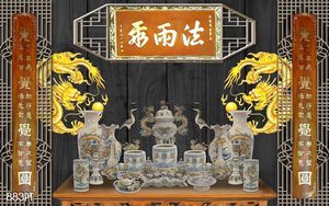 Tranh dán tường trang trí bàn thờ ông bà tổ tiên khổ ngang