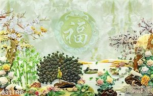 Tranh giả ngọc chim công trang trí phòng khách
