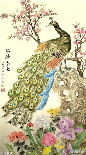 Tranh chim phượng thư pháp trang trí phòng khách