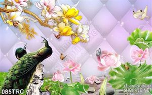 Tranh chim công kim tiền trang trí Tết