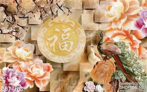 Tranh giả ngọc chim công trang trí