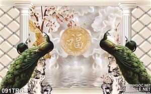 Tranh chim công giả ngọc treo tường