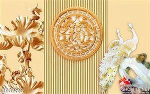 Tranh chim công điêu khắc trang trí phòng khách