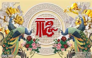 Tranh chim công điêu khắc trang trí tường