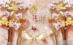 Tranh thiên nga thư pháp trang trí phòng khách