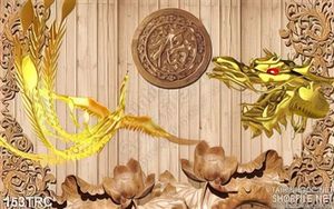 Tranh Rồng và phượng điêu khắc trang trí