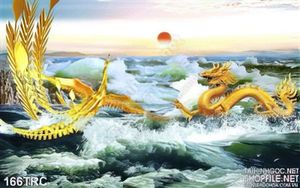 Tranh Rồng và chim phượng trên biển