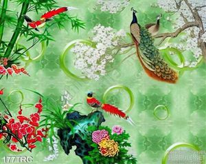 Tranh chim công mùa xuân trang trí tường