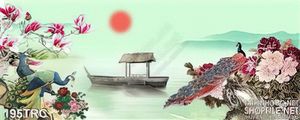 Tranh chim công dán tường