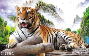 Tranh hổ 3d chúa tể trên đỉnh núi in kính