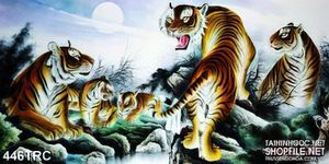 Tranh ngũ hổ tranh hùng trang trí tường