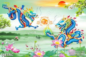 Tranh in uv lưỡng long tranh châu