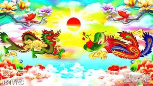 Tranh rồng phượng giao tranh in kính nghệ thuật