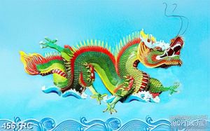 PSD tranh rồng xanh hạ thủy trang trí