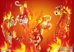 Tranh đàn hổ trong rừng lửa nghệ thuật