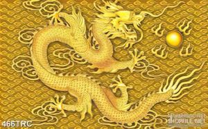 Tranh 3d rồng vàng tranh ngọc quý in kính