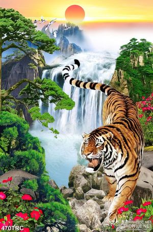 Tranh nghệ thuật hổ gầm trên những con thác dữ