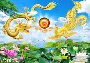 Tranh rồng phượng trấn ngọc in uv