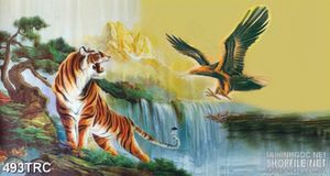 Tranh psd đại bàng hổ giao tranh in kính