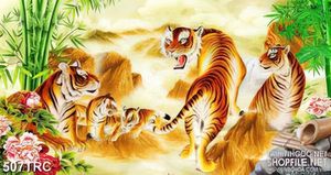 Tranh 3d ngũ hổ quần hùng in gạch men
