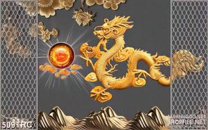 Tranh rồng vàng trấn nhật thần in canvas