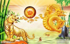Tranh in long tranh hổ đấu trên sông canvas
