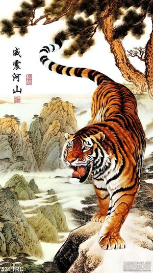 Tranh hổ uy trấn giang sơn nghệ thuật