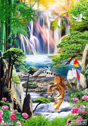 Tranh in canvas hổ uy trấn rừng xanh