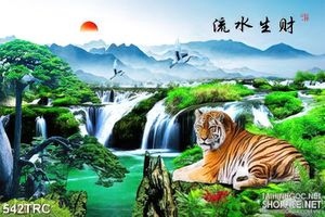 Tranh hổ uy phong trên vách núi in uv