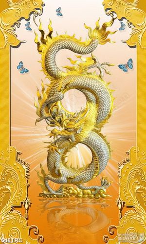Tranh in uv trang trí bạch long dáp vàng