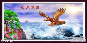 Tranh đại bàng đạp sóng biển  nghệ thuật in kính