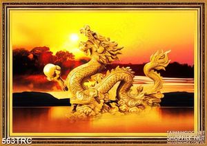 Tranh psd rồng thiêng vượt biển trấn ngọc