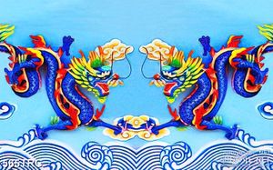 Tranh trang trí song long hạ thủy in gạch men