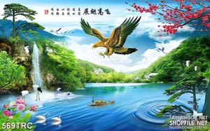 Tranh in canvas đại bàng sãi cánh trên sông