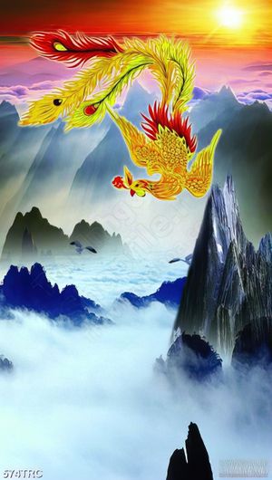 Tranh in canvas phượng hoàng trên núi