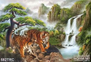 Tranh song hổ tương phùng in uv treo tường
