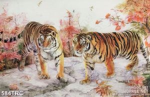 Tranh hổ in canvas chú sơn lân săn mồi