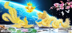 Tranh in canvas rồng phượng trấn giữ báu vật