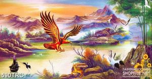 Tranh nghệ thuật đại bàng săn mồi trên sông