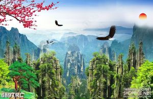 Tranh đại bàng tung cánh trên trời xanh in canvas