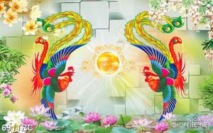 Tranh loan phụng trấn ngọc nghệ thuật in kính