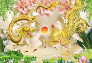 Tranh Rồng và phượng hoàng in kính chất lượng cao