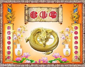 Tranh phòng thờ rồng vàng