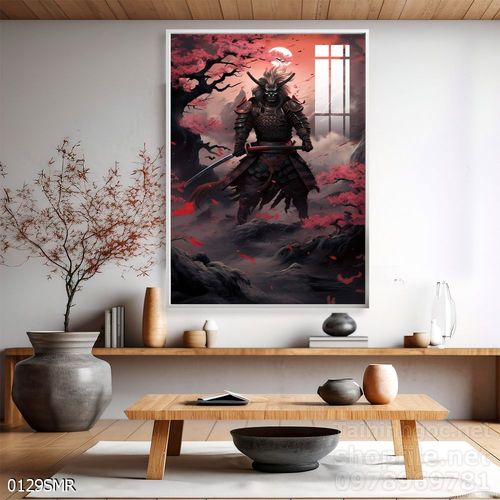 Tranh nghệ thuật deor trang trí tường nhà chiến binh Samurai huyền thoại