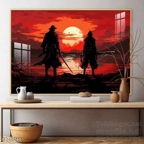 Tranh nghệ thuật deor trang trí tường nhà chiến binh Samurai huyền thoại