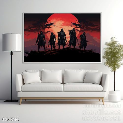 Mẫu tranh Samurai đẹp decor trang trí tường