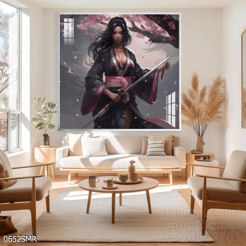 Mẫu tranh Samurai đẹp decor trang trí tường