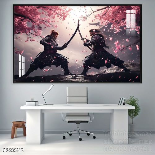 Mẫu tranh Samurai trang trí tường nhà